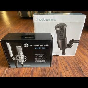 Audio technica AT2020 XLR condenser mic & sterling shield with 15ft Mogami XLR